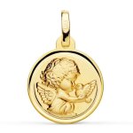 Orf�va m�daille ange � l'oiseau contour or jaune 9k