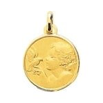 Orfva mdaille ange  l'oiseau (plaqu or)