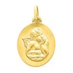 Orf�va m�daille ange ovale or jaune
