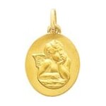 Orfva mdaille ange pensif ovale (plaqu or)