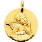Orfva mdaille ange pensif en relief or jaune
