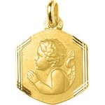 Orf�va m�daille ange priant cisel�e (or jaune)