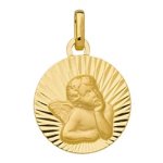 Orfva mdaille ange raphal cisele or jaune 9k