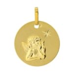 Orféva médaille ange ronde etoilée Orféva médaille ange ronde etoilée