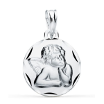 Orf�va m�daille angelot cisel� or blanc 9k