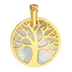 Orfva mdaille arbre de vie ajour sur nacre en or jaune