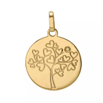 Orfva mdaille arbre de vie aux coeurs et diamant or jaune