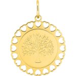 Orfva mdaille arbre de vie entourage coeurs or jaune 9k