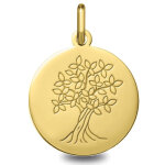 Orfva mdaille arbre de vie tronc torsad en or jaune 18 carats