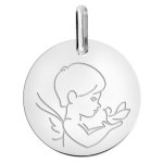 Orfva medaille bapteme ange  la colombe or blanc