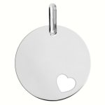 Orf�va m�daille coeur ajour� or blanc 9k