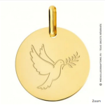 Orfva mdaille colombe au rameau or jaune 9k