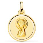 Orfva mdaille de communion cercle : petite fille or jaune 9k