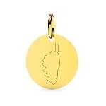 Orf�va m�daille corse plaque ronde en or jaune 9k