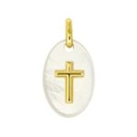Orféva médaille croix or et nacre ovale Orféva médaille croix or et nacre ovale