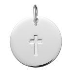 Orféva médaille croix satinée (or blanc) Orféva médaille croix satinée (or blanc)