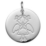 Orféva médaille demoiselle ange (or blanc 9k) Orféva médaille demoiselle ange (or blanc 9k)
