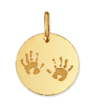 Orf�va m�daille empreintes de mains en or jaune