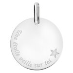 Orf�va m�daille une �toile veille sur toi (or blanc 18k)