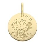 Orfva mdaille la fe galipette - le bb et l'oiseau en or jaune 9k