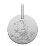 Orf�va m�daille la f�e galipette - le bouquet de fleurs en or blanc
