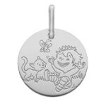Orfva mdaille la fe galipette - le garon et le chat en or blanc 9k