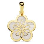 Orfva mdaille fleur nacre or jaune 9k