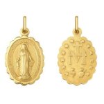 Orfva mdaille miraculeuse dentelle or jaune 9k