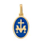 Orfva mdaille miraculeuse laque bleu en or jaune 9k