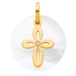 Orfva mdaille nacre croix et diamant
