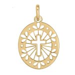 Orf�va m�daille ovale croix ajour�e (or jaune)