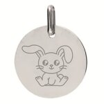 Orf�va m�daille petit lapin (or blanc 9k)