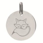 Orf�va m�daille petit renard (or blanc 9k)