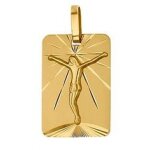 Orf�va m�daille rectangle christ or jaune