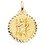 Orfva mdaille ronde saint christophe cisele or jaune