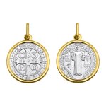 Orf�va m�daille saint - benoit r�versible or jaune & blanc