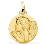 Orfva mdaille satine ange cheveux onduls or jaune