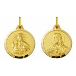 Orfva mdaille scapulaire: vierge du mont carmel / christ sacr coeur facette (or jaune)