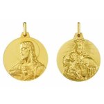 Orf�va m�daille scapulaire vierge au mont carmel / christ en sacr� coeur (or jaune)