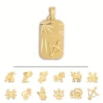 Orfva mdaille signes zodiaques rectangle or jaune 9k