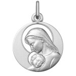 Orf�va m�daille de la vierge � l'enfant ajour� en argent