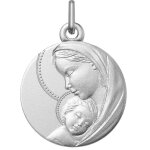 Orf�va m�daille de la vierge et l'enfant dans l'apaisement en argent