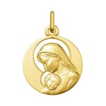 Orfva mdaille vierge et l'enfant auroles ajoures or jaune