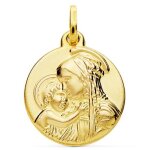Orf�va m�daille vierge � l'enfant de botticelli (or jaune 9k)