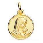 Orfva mdaille vierge et l'enfant mate or jaune 9k