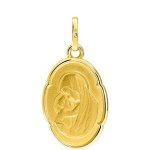 Orfva mdaille vierge  l' enfant ovale (or jaune 9k)