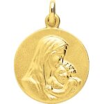 Orfva mdaille vierge  l'enfant en plaqu or