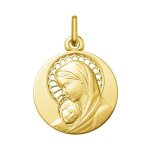 Orfva mdaille vierge marie et l'enfant aurole ajoure or jaune