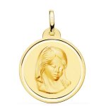 Orfva mdaille vierge marie de face contour poli or jaune