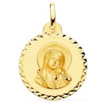 Orfva mdaille vierge marie et l'oiseau cisele or jaune